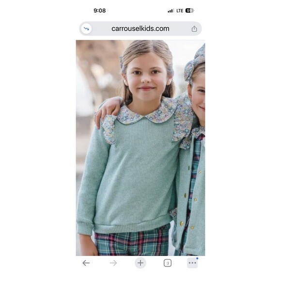 Sal And Pimenta Girls Long Sleeve Waffle Knit Sweater Ruffle Detail 5T - Picture 3 of 7